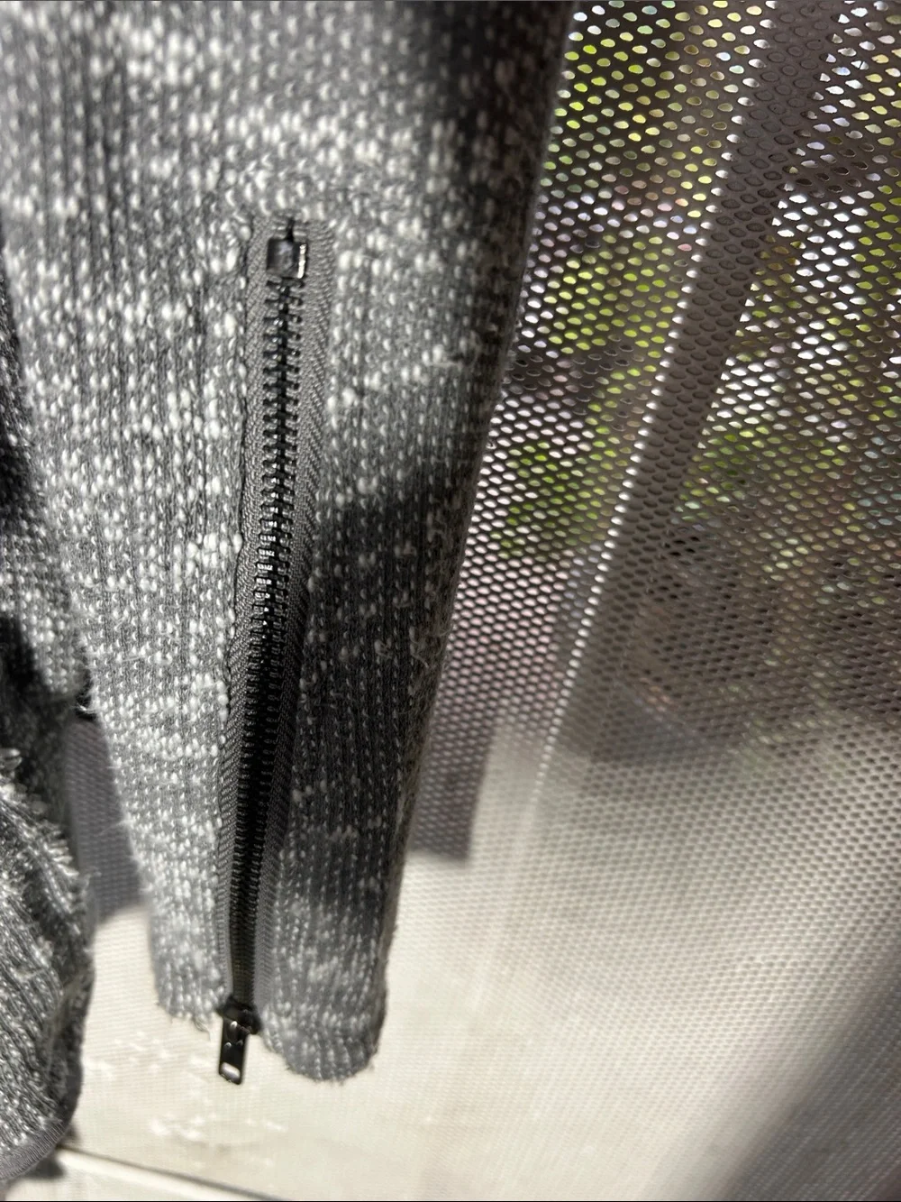 Free People Gray Marled Knit Sweater with Metallic Thread
